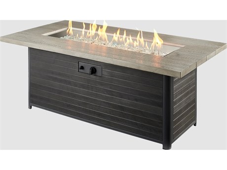 Outdoor Greatroom Cedar Ridge Steel Rectangular Linear Gas Fire Pit Table with Direct Spark Ignition LP