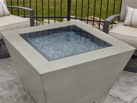 Outdoor Greatroom Cove Natural Grey Supercast Concrete 37'' Square Gas Fire Pit Bowl