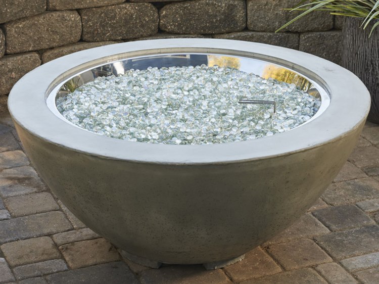 Outdoor Greatroom Cove Natural Grey Supercast Concrete 42'' Round Gas Fire Pit Bowl