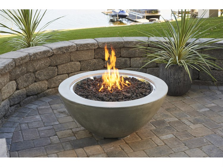 Outdoor Greatroom Cove Natural Grey Supercast Concrete Round Gas Fire ...