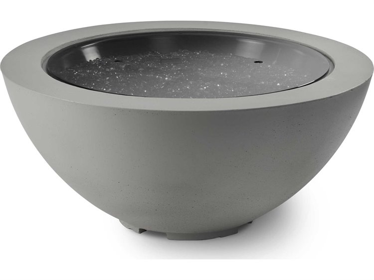 Outdoor Greatroom Cove Natural Grey Supercast Concrete Round Gas Fire Pit Bowl