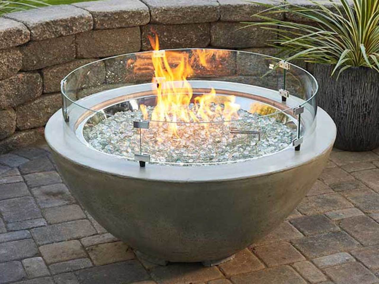Outdoor Greatroom Cove Concrete Natural Grey 37'' Wide Round Fire Pit