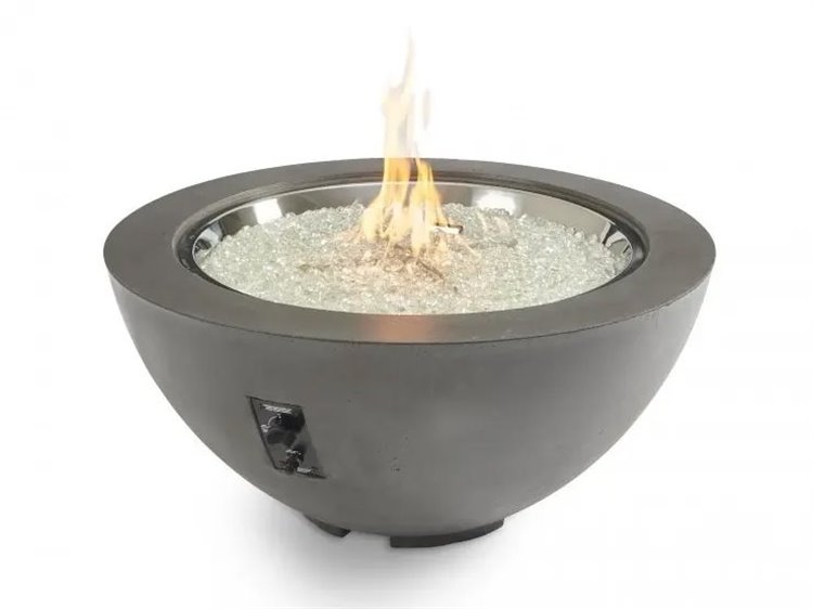 Outdoor Greatroom Cove Concrete Midnight Mist 42'' Round Gas Fire Pit Bowl