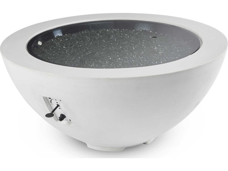 Outdoor Greatroom Cove Concrete White Round Gas Fire Pit Bowl