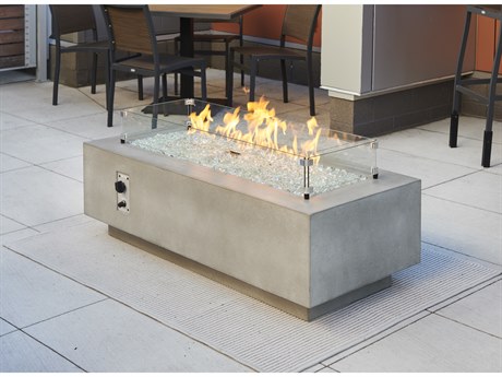 Outdoor Greatroom Cove Concrete Natural Grey 54''W x 24''D Rectangular Linear Gas Fire Table