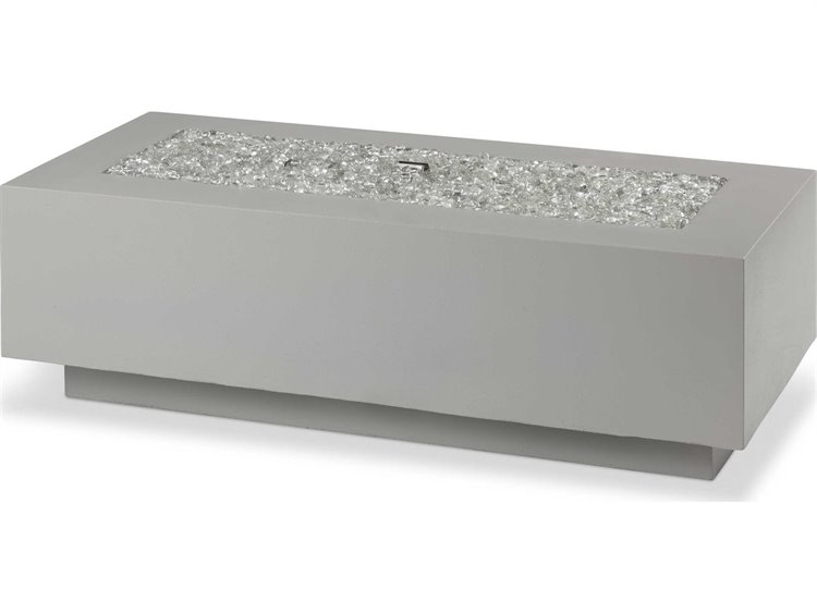 Outdoor Greatroom Cove Concrete Natural Grey Rectangular Linear Gas Fire Pit Table