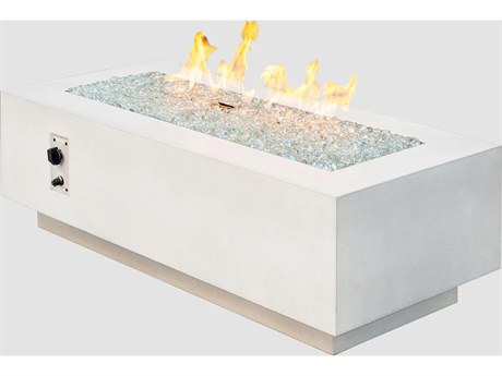 Outdoor Greatroom Cove Supercast Concrete White 54''W x 24''D Rectangular Linear Gas Fire Pit Table with Direct Spark Ignition NG