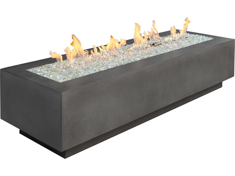 Outdoor Greatroom Cove Concrete Midnight Mist Rectangular Linear Gas Fire Pit Table