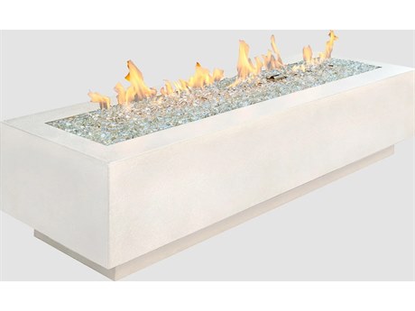 Outdoor Greatroom Cove Supercast Concrete White 72''W x 24''D Rectangular Linear Gas Fire Pit Table with Direct Spark Ignition NG