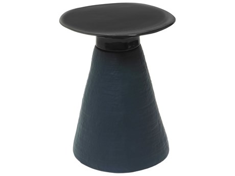 Oggetti Conc Round Ceramic Black Blue End Table