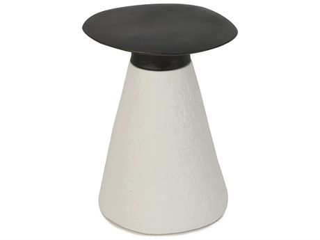 Oggetti Conc Round Ceramic Bronze White End Table