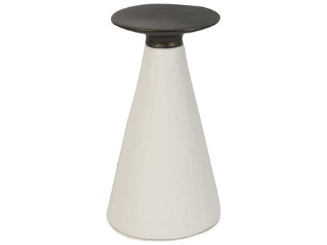 Oggetti Conc Round Ceramic Bronze White End Table