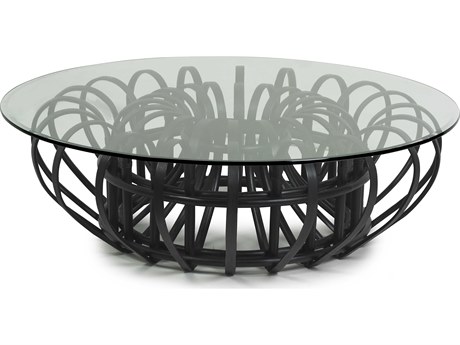 Oggetti Aiden Round Glass Black Coffee Table