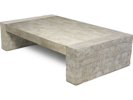 Oggetti Quincy Rectangular Stone White Coffee Table