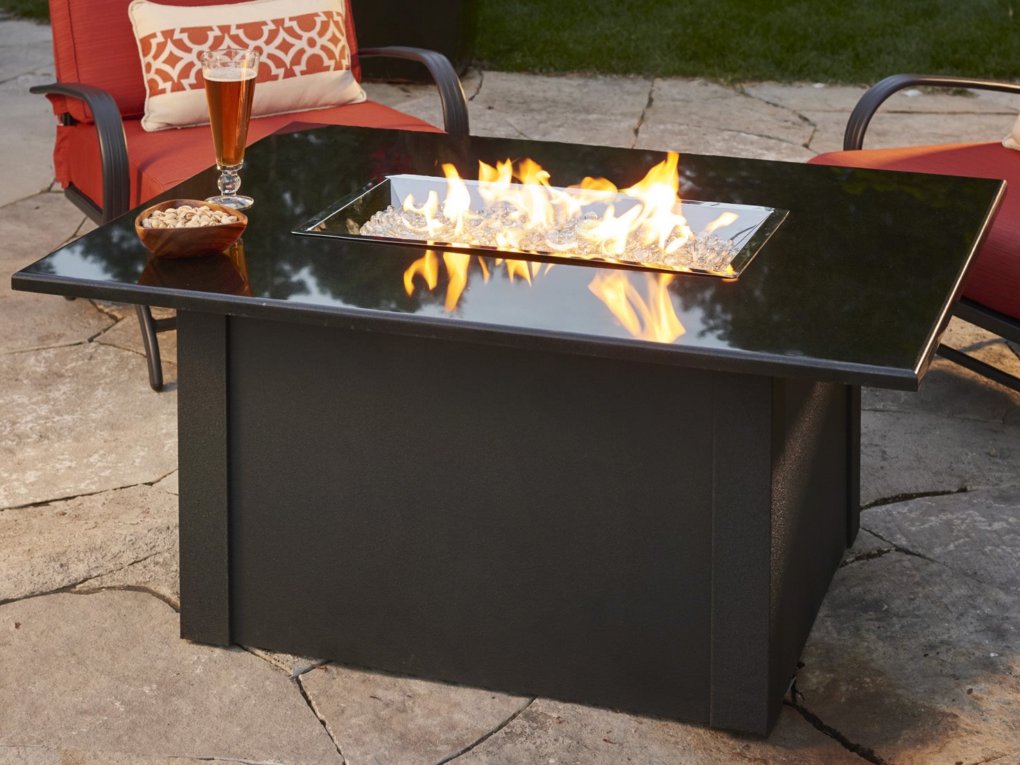 Outdoor Great Room Napa Valley Fire Pit Table with Brown Base Fire Pits