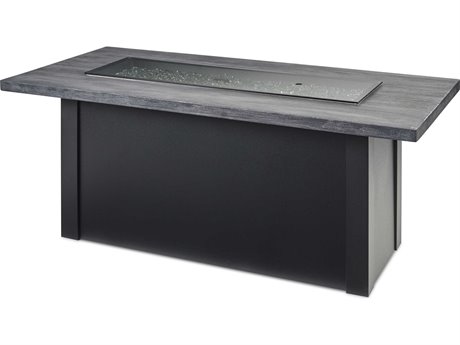 Outdoor Greatroom Havenwood Steel Luverne Black Rectangular Carbon Grey Everblend Top Gas Fire Pit Table