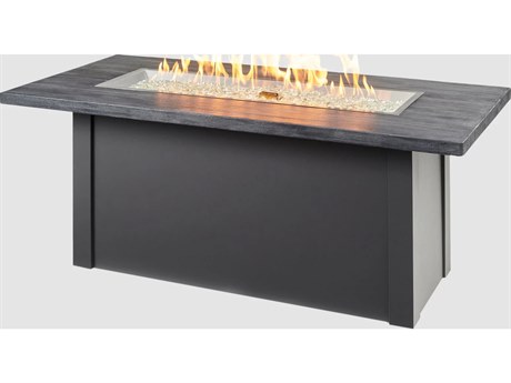 Outdoor Greatroom Havenwood Steel Graphite Grey Rectangular Carbon Grey Everblend Top Gas Fire Pit Table with Direct Spark Ignition LP with Direct Spark Ignition LP