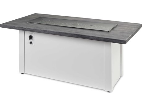 Outdoor Greatroom Havenwood Steel White Rectangular Carbon Grey Everblend Top Gas Fire Pit Table