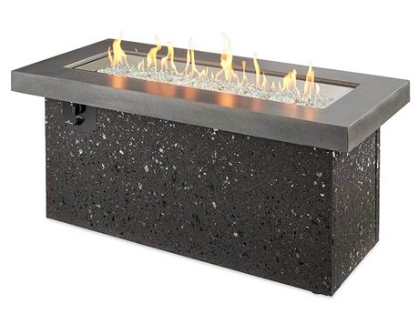 Outdoor Greatroom Key Largo Concrete Polished Midnight Mist 48''W x 19''D Rectangular Natural Gas Fire Pit Table