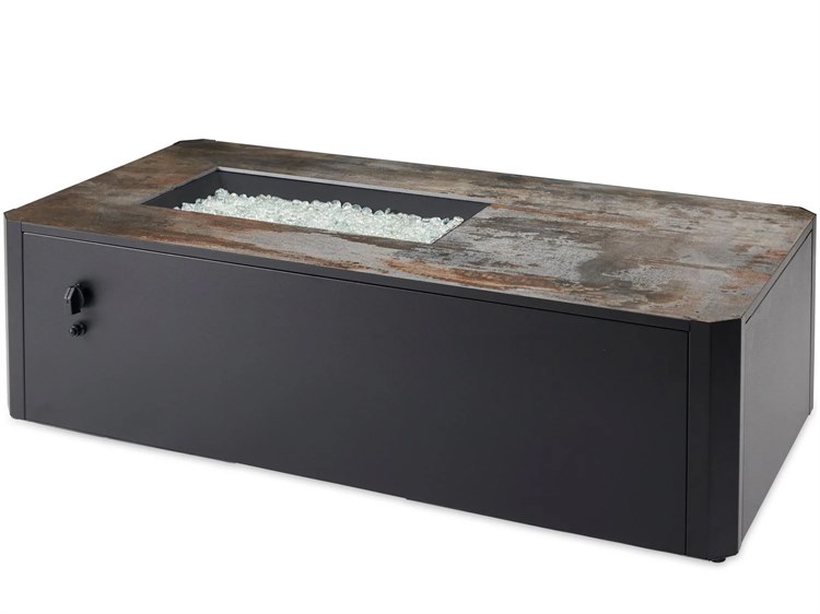 Outdoor Greatroom Kinney Steel Black 55''W x 27''D Rectangular Fire Pit Table