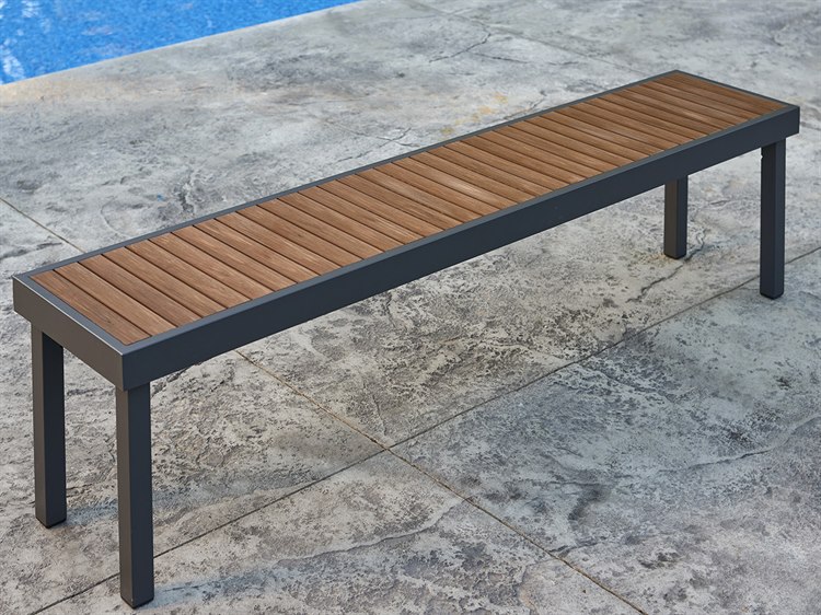 Outdoor Greatroom Kenwood Aluminum Graphite Grey Long Bench
