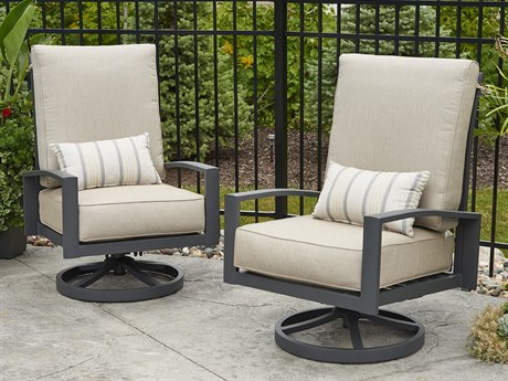 Outdoor Greatroom Lyndale Aluminum Graphite Grey Highback Swivel Rocker Lounge Chair in Cast Ash