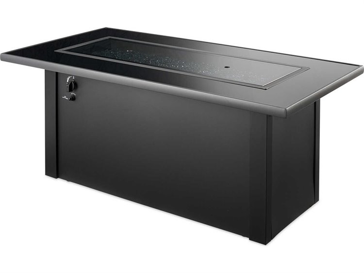 Outdoor Greatroom Monte Carlo Steel Black Rectangular Fire Pit Table with Black Glass top