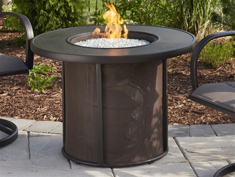 Outdoor Greatroom Stonefire Aluminum Brown Mesh 32'' Round Gas Fire Pit Table