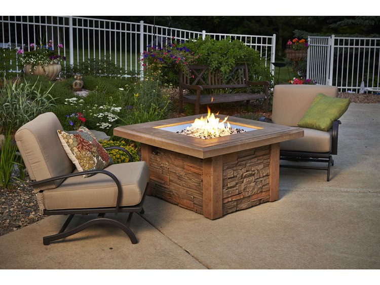 Outdoor Greatroom Sierra Concrete Mocha 43'' Square Gas Fire Pit Table