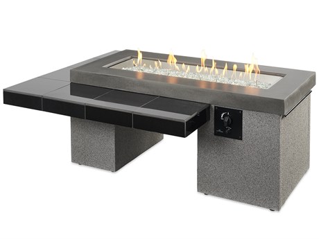 Outdoor Greatroom Commercial Black Uptown Linear Gas Fire Pit Table