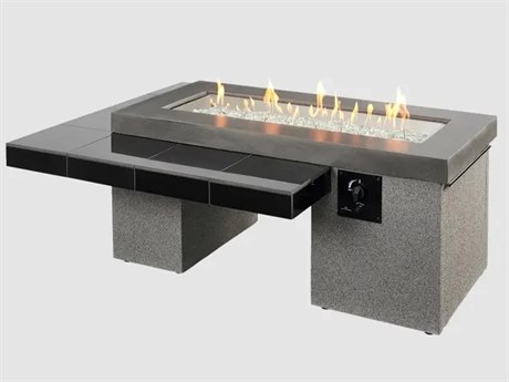 Outdoor Greatroom Commercial Black Uptown Linear Gas Fire Pit Table