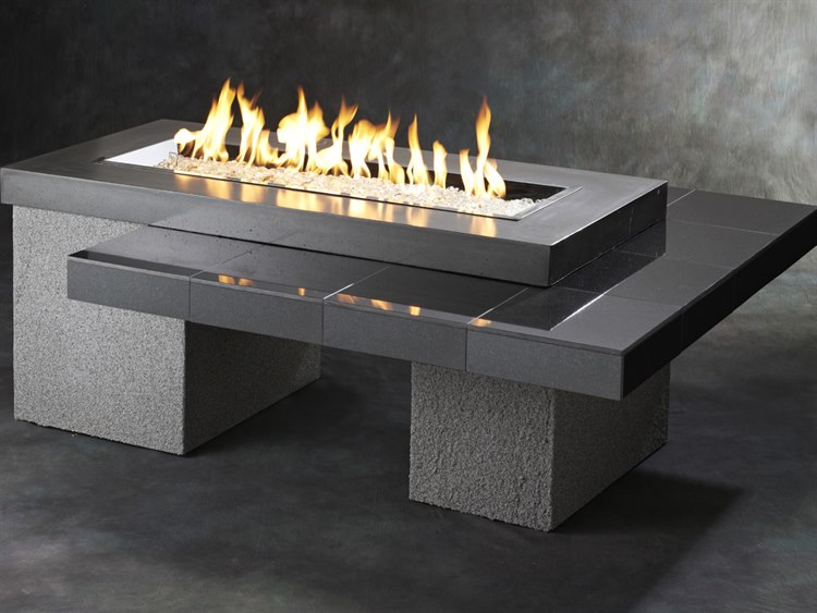 Outdoor Greatroom Uptown Granite Black 64''W x 48''D Rectangular Crystal Fire Pit Table