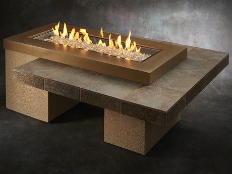 Outdoor Greatroom Uptown Granite Brown 64''W x 48''D Rectangular Crystal Fire Pit Table