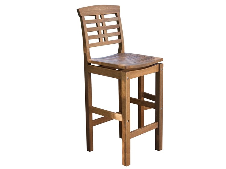 Outdoor Interiors Eucalytpus Bar Chair w Backrest