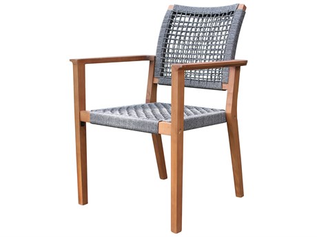 Outdoor Interiors Eucalyptus & Grey Rope Stacking Chair (Price Includes Two)