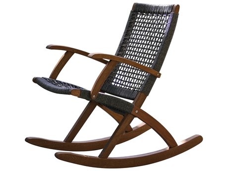 Outdoor Interiors Eucalyptus & Grey Rope Modern Rocking Chair