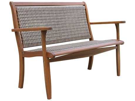 Outdoor Interiors Eucalyptus & Driftwood Grey Wicker Bench