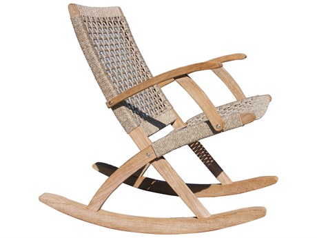 Outdoor Interiors Antique Wash Eucalyptus & Wheat Rope Modern Rocking Chair