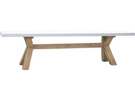 Outdoor Interiors Antique Wash Eucalyptus & Ivory Composite Bench, 74" x 14"