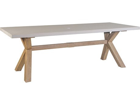 Outdoor Interiors 74" x 38" Ivory Composite & Ant. Wash Eucalyptus Dining Table