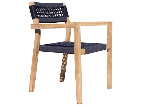 Outdoor Interiors Antique Wash Eucalyptus & Blue Rope Stacking Dining Chair (Price Includes Four)