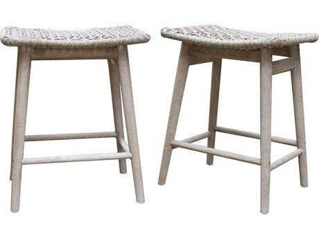 Outdoor Interiors Antique Wash Eucalyptus & Wheat Rope Counter Height Stool (Price Includes Two)