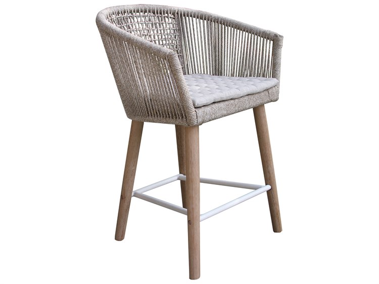 Outdoor Interiors Antique Wash Eucalyptus & Wheat Rope Counter Chairs (Price Includes Two)