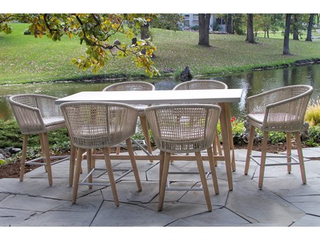 Outdoor Interiors Antique Wash Wood Counter Patio Dining Set