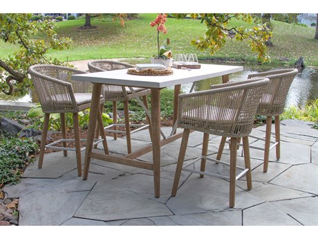 Outdoor Interiors Antique Wash Wood Patio Dining Set
