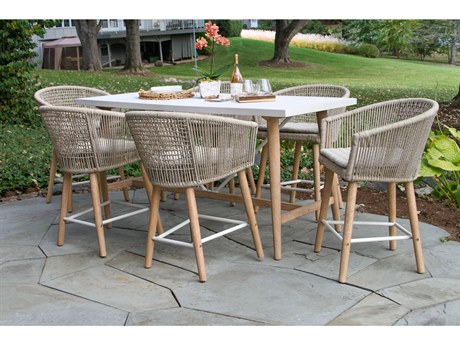 Outdoor Interiors Antique Wash Wood Patio Dining Set