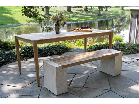 Outdoor Interiors Antique Wash Wood Patio Dining Set