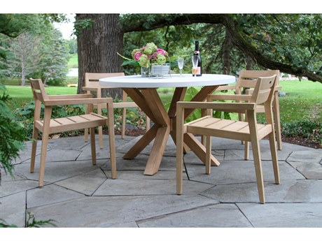 Outdoor Interiors Antique Wash Wood Patio Dining Set