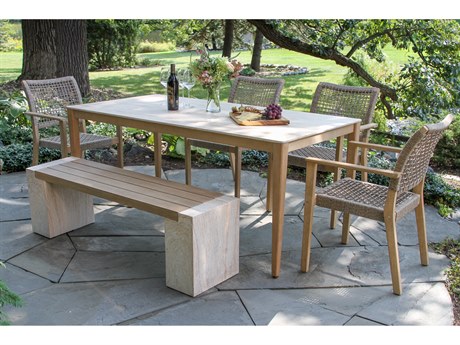 Outdoor Interiors Antique Wash Wood Patio Dining Set