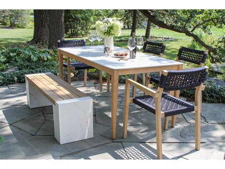 Outdoor Interiors Antique Wash Wood Patio Dining Set